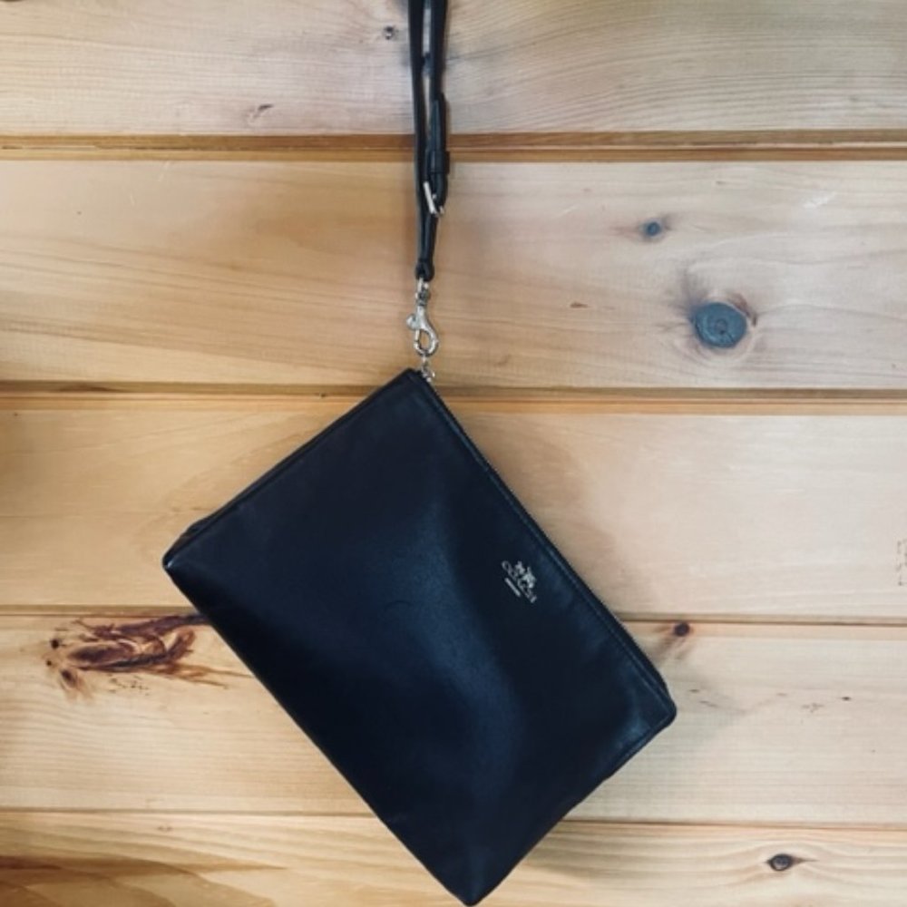 Coach Black Leather Wristlet